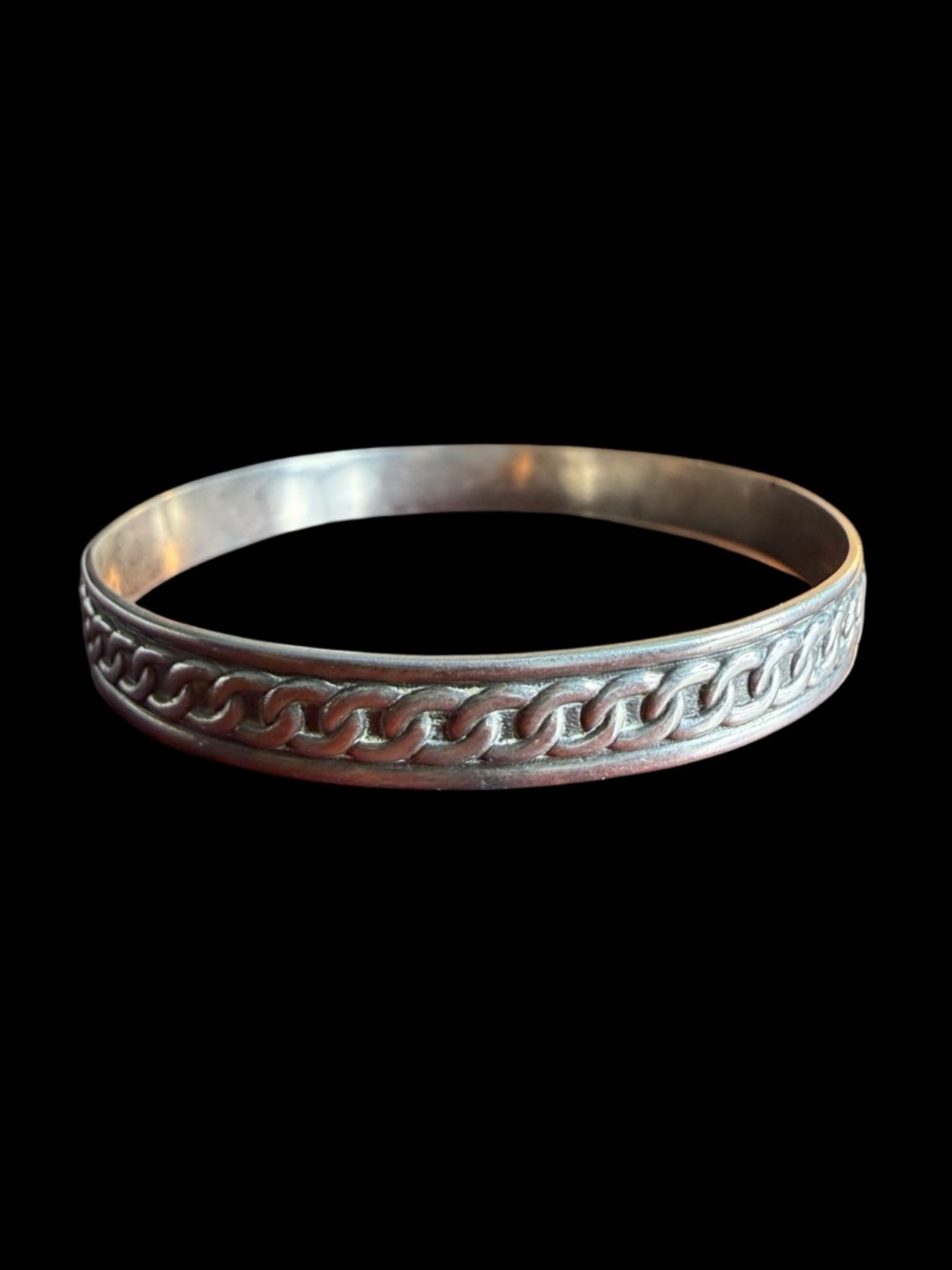 Sterling Silver Native Bangle • Chain Pattern • S Hallmark • 7"